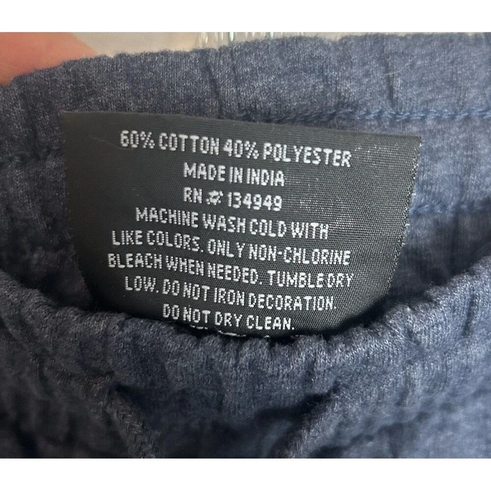 True Religion Metallic Signature Logo Jogger Sweatpants Elastic Blue Lounge Sz M